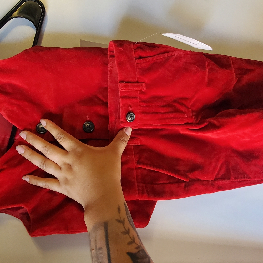 Vibrant Red Buttoned Jacket And Pants